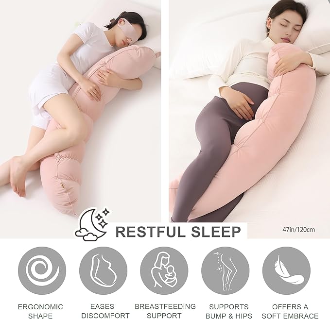 Peallow(Pat. Pend) – Long Round Body Pillow for Adults, Bolster Pillow for Sleeping, Soft and Supportive Pillow for Sleeping & Lumbar Support