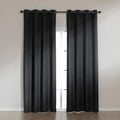 Amazon Basics Faux Linen Blackout Curtains for Bedroom and Living Room, 2-Piece Set with Grommets, 42" W x 95" L, Black