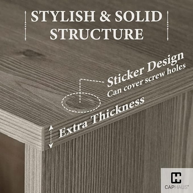 CAPHAUS Sturdy Room 11-Inch Cube Storage Organizer Shelf, with Thick Exterior Edge, Storage Shelf Divider w/Back, Bookcase, 8-Cube, Rustic Grey Oak
