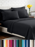 Bare Home Hotel Luxury Split King Sheet Set, Extra Soft - 7 Piece Set - Deep Pockets - Easy Fit - Cooling & Breathable - Wrinkle, Fade, Stain Resistant - Includes 4 Pillowcases (Split King, Black)