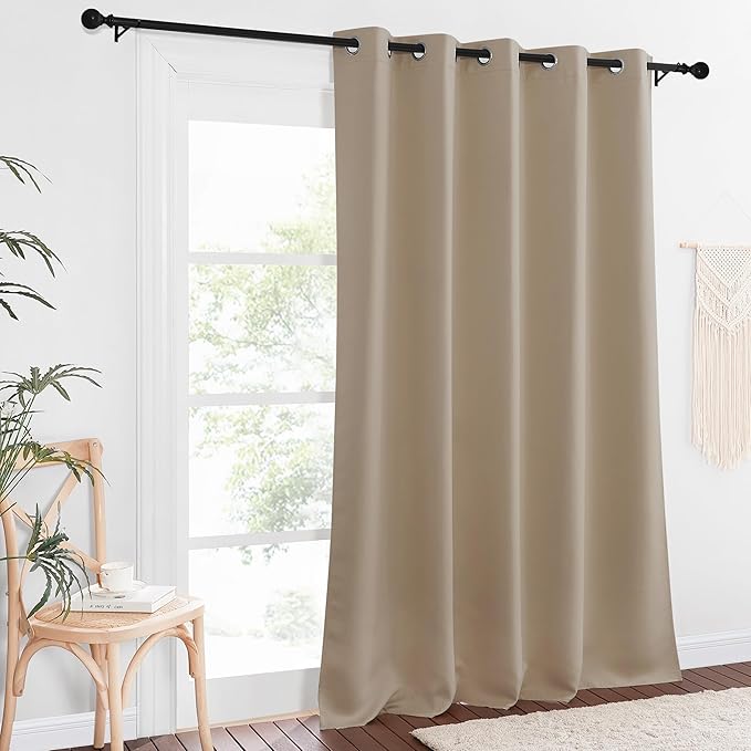 NICETOWN Blackout Curtain Drape for Bedroom - Light Reducing Thermal Insulated Solid Grommet Room Darkening Window Curtain 90 inches Long for Living Room (Taupe, 1 Piece, W66 x L90)