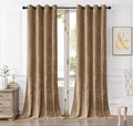 SMILETIME Amber Beige Crushed Velvet Curtains 52x96 inch Luxurious Thermal Insulated Soundproof Drapes for Living Room Bedroom Office Soft and Durable Light-Filtering Window Treatments, 2 Panels