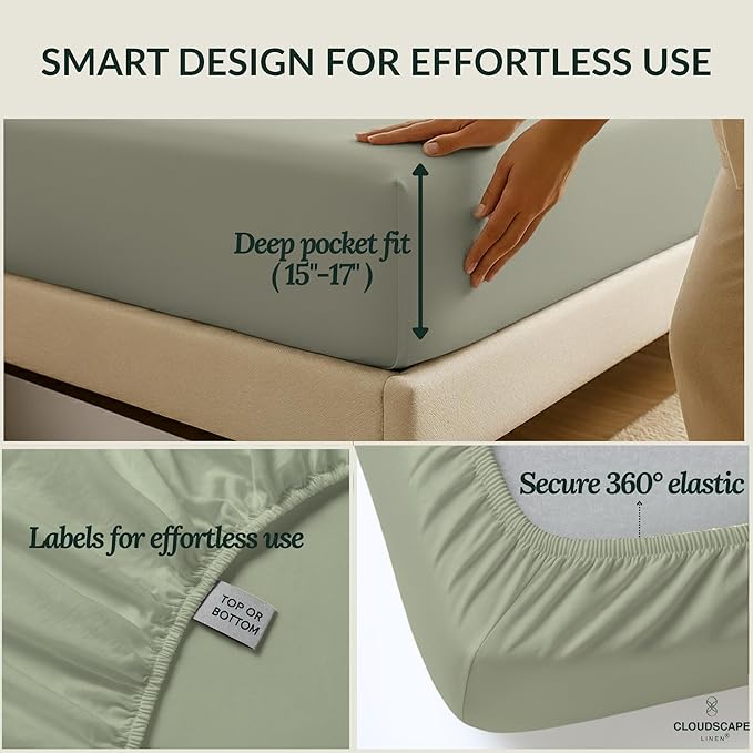 Egyptian Cotton Twin Size Sheets Set, Mineral