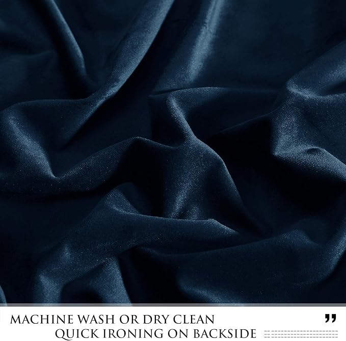 StangH 120 inches Long Blackout Velvet Curtains - Navy Blue Light Blocking Thermal Insulated Window Curtains for Bedroom Living Room, High Ceiling Backdrops for Office, W52 x L120, 2 Panels