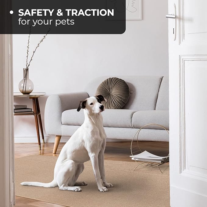 House, Home and More Skid-Resistant Carpet Indoor Area Rug Floor Mat - Pebble Beige - 8 Ft X 12 Ft - Non Slip Rubber Backing, Stain Resistant, Dog Friendly, Living Room Bedroom Kitchen Entryway