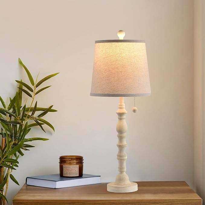 Terpsichore Lamps for Living Room Modern Farmhouse Table Lamp Bedside Reading Lamps Set of 2 Night Stands Bedroom Night Lamp,with Fabric Lamp Shade (White (Single Pack), High 26.25 in)