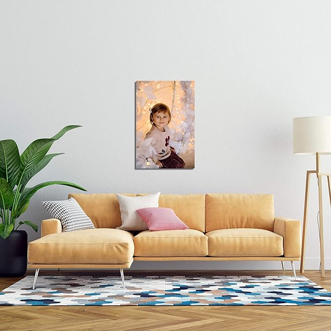 TreeDeal Custom Canvas Prints with Your Photos for Kids Aging, Pet/Animal, Wedding, Family - Personalized Canvas Pictures for Wall to Print Framed (12" x 18")