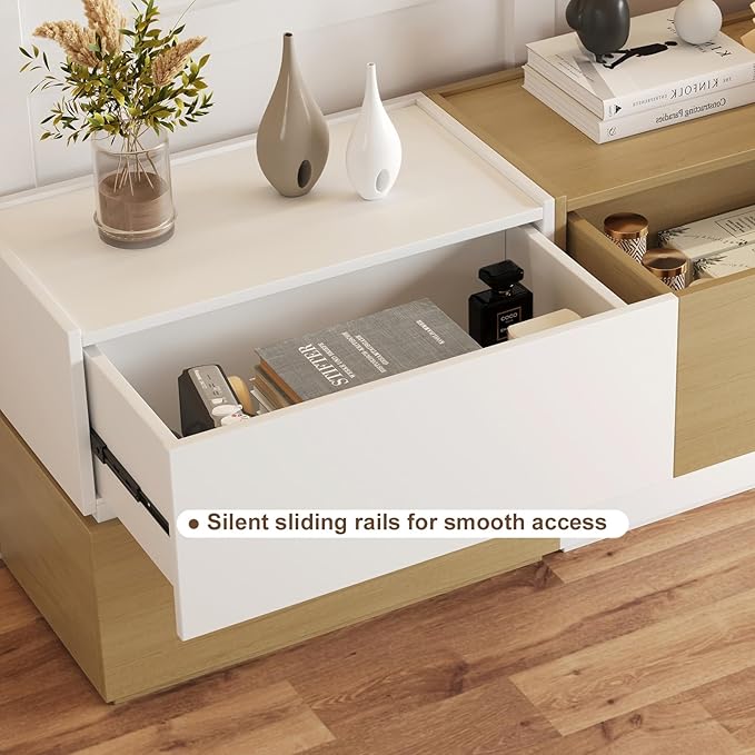 Stackable Storage Drawers, Wooden Drawer Storage Organizer, Modern Nightstands with Wooden Drawers, Small Storage Cabinet, Modular Design, Available in 2 Sizes for Versatile Use Grey Large