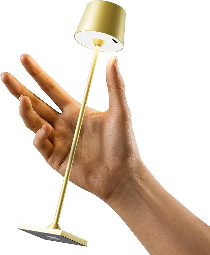 Modern LED Color-Changing Cordless Table lamp, 7 Colors, metal Shade, Touch control with sleep mode for Restaurant, Bedroom, Outdoor Camping, Coffee Shop, Night Light, Rechargeable (Golden 1PACK)