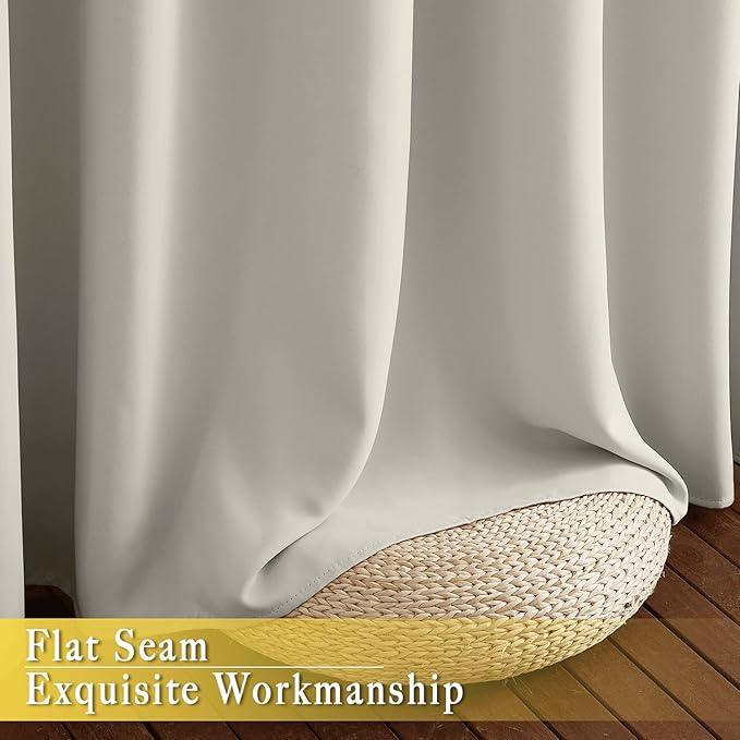 NICETOWN Blackout Curtains 72 inches Long, Grommet Privacy Window Treatment Thermal Insulated Room Darkening Sliding Glass Door Drape for Bedroom Living Room, 1 Panel, W100 x L72, Natural