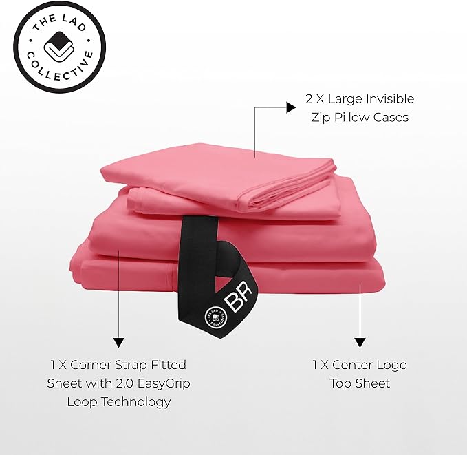 THE LAD COLLECTIVE 2.0 Bedding Set, Comfortable, Soft & Easy-to-Use 4 Piece Cotton Sheet Set, Twin XL Size, Lady Elliott