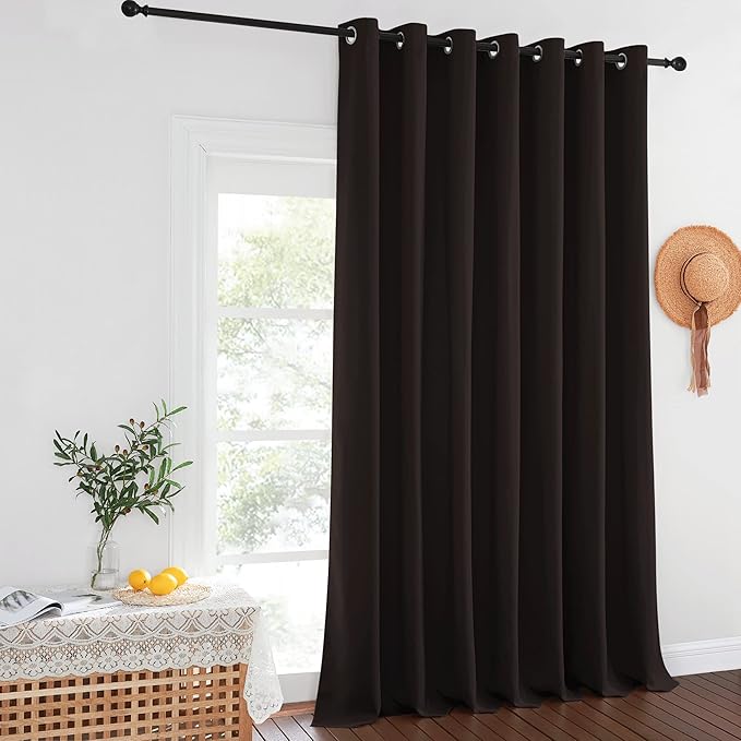 NICETOWN Patio Door Curtain Sound Blocking, Bedroom Privacy Room Divider Curtain, Thermal Insulated Blackout Closet Sliding Door Shade (1 Panel, 100" Wide x 120" Long, Toffee Brown)