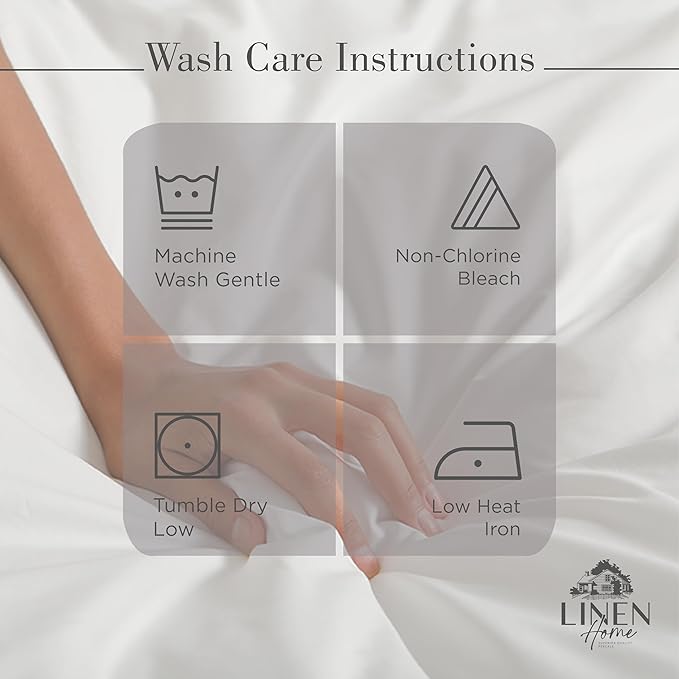 Linen Home 100% Cotton Percale Sheets King Size, Charcoal, Deep Pocket, 4 Pieces Set - 1 Flat, 1 Deep Pocket Fitted Sheet and 2 Pillowcases, Crisp Cool and Strong Bed Linen