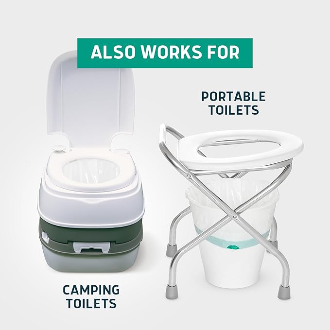 Lunderg Recycled Commode Liners - 100 Environment Friendly Portable Toilet Bags - Medical Grade Bedside Commode Liners Disposable - Universal Fit & Easy to Use - Absorbent Pads Not Included