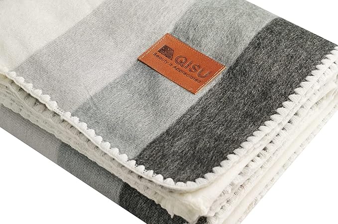 Qisu Ecuadorian Wool Blanket . Queen, Beautiful, Warm Throws | Hand-Woven Craftsmanship | Soft, Hypoallergenic and Breathable | Non-Itchy or Scratchy