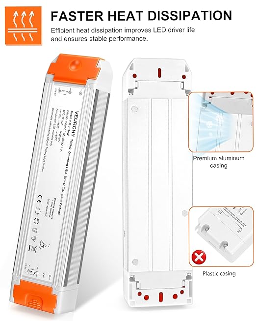 120W LED Driver 12v Dimmable, AC 120V to DC 12V 120 Watt LED Dimmable Transformer 10A Compatible with Lutron & Leviton Dimmer Switches,12 volt Power Supply for LEDs Strip Light, Cabinets Light
