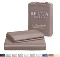 Bella Coterie Luxury Bamboo Viscose Queen Size Duvet Cover Set | 100% Organically Grown | Corner Ties | Ultra Soft | Cooling | Two Pillow Shams | 90 x 94 | No Insert [Mocha]
