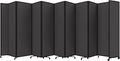 Versare Room Divider 360 Portable Wall Partition | Folding Panels | Large Freestanding Divider | Locking Wheels | Temporary Room Separator | 25' x 7'6'', Charcoal Gray