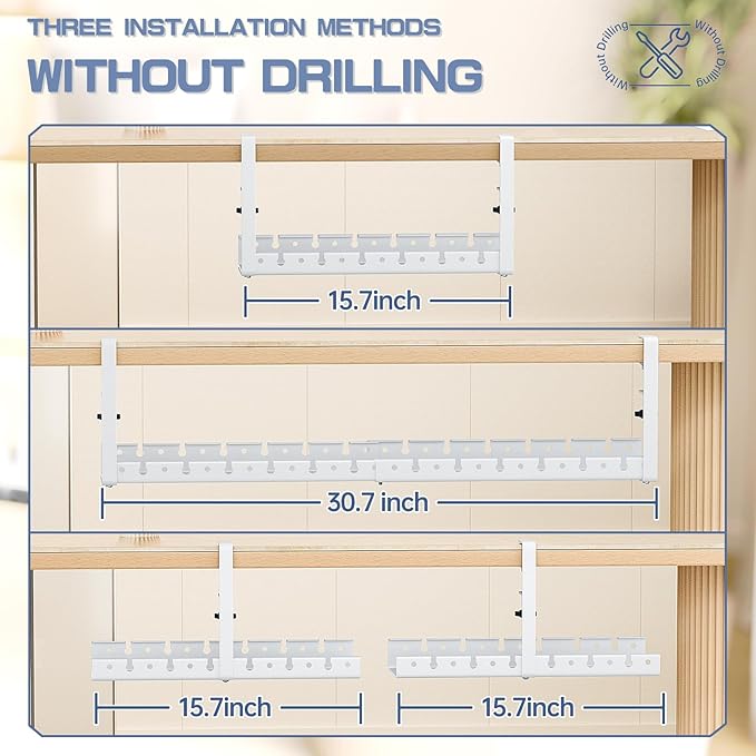 Shikha Under Desk Cable Tray, 15.7"-30.7" Retractable Under Desk Cable Management, No Drilling Cord Organizer with Clamp, Wire Management for Home Office -White