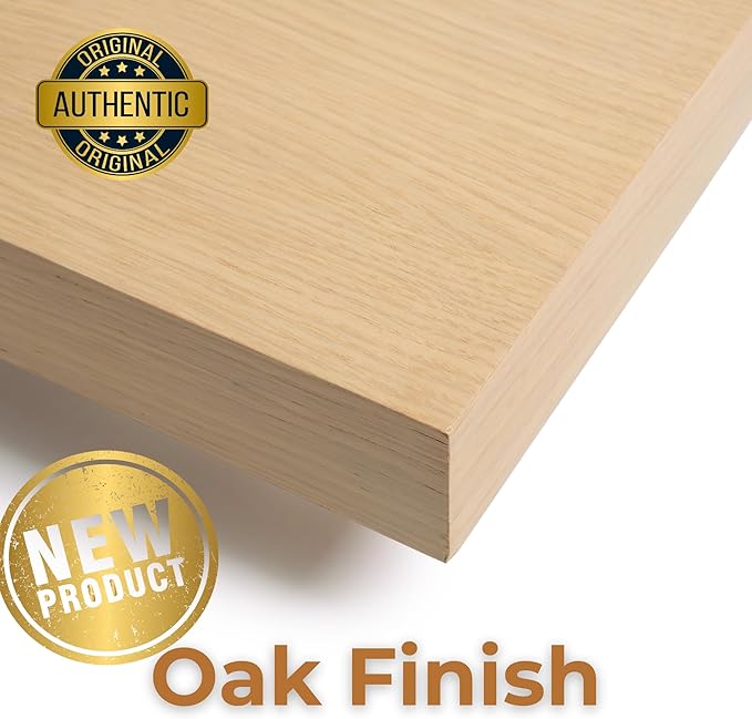 HÜNGSMART 48 Inch Wooden Floating Shelf – Supports 300lbs – Carpenter Designed - Engineered Wood 4 Foot Long - Oak Finish – Includes Laser Welded Precision Wall Bracket (48 inches x 11 13/16 inches)