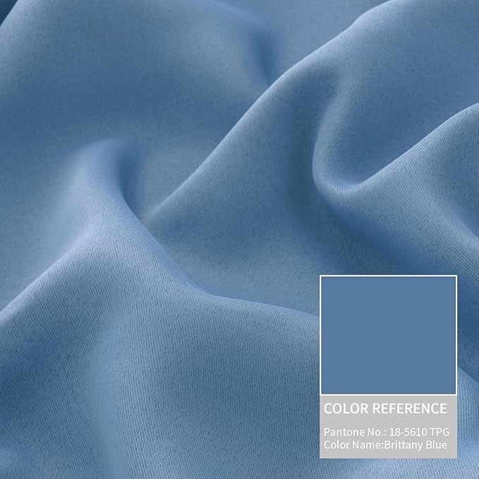 BGment Thermal Insulated 100% Blackout Curtains for Bedroom with Black Liner, Double Layer Full Room Darkening Noise Reducing Grommet Curtain (52 x 72 Inch, Denim Blue, 2 Panels)