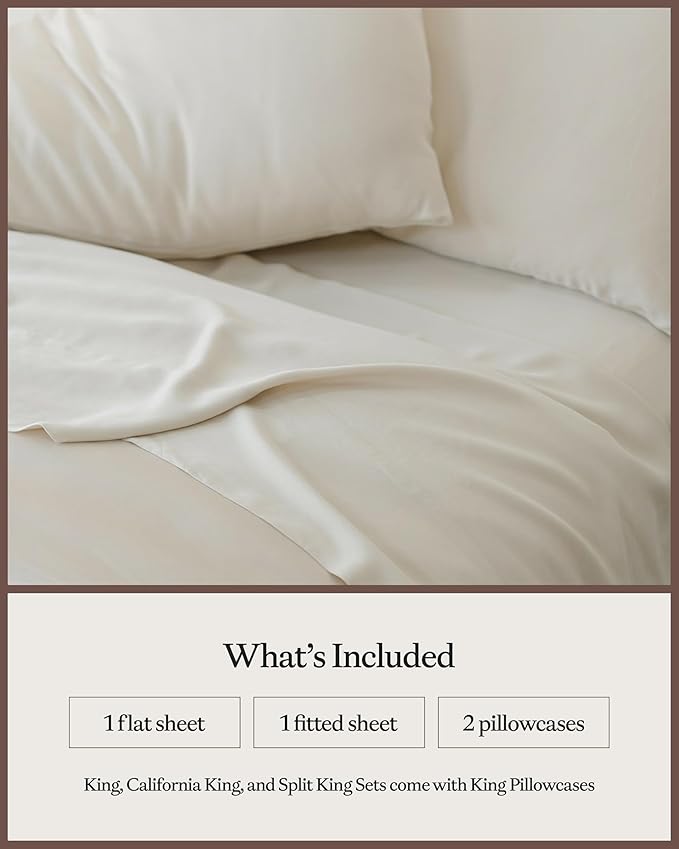 Cozy Earth Luxury Bed Sheet Set - 100% Viscose from Bamboo Fabric, Ultra-Soft & Breathable, Fits Regular & Deep Pocket Mattresses up to 20" - 4 Pieces Full Sheet Set Oat