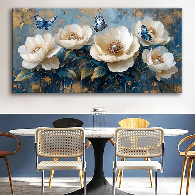 Flowers Canvas Wall Art - Modern landscape Paintings for Living Room, Bedroom Wall Decor, Framed Wall Art for Home or Office Decoration, Large Wall Art 20"x40"(50CMx100CM)