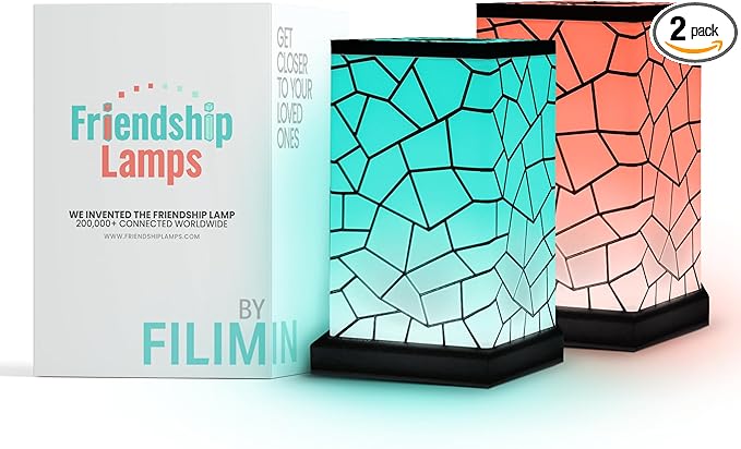 Friendship Lamp® by Filimin Classic - Best Friend Lamps Wi-Fi Touch Lamp LED Light for Long-Distance, Connection, Relationship, Friendship, Gifts, Love, 200+ Colors, App Setup - Set of 2
