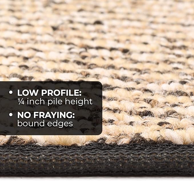 House, Home and More Skid-Resistant Carpet Indoor Area Rug Floor Mat - Black Ripple - 6 Ft X 6 Ft - Non Slip Rubber Backing, Stain Resistant, Dog Friendly, Living Room Bedroom Kitchen Entryway