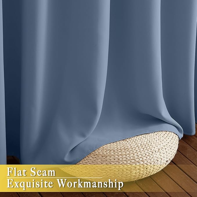 NICETOWN Sliding Door Curtain 108 inches Long, Grommet Blackout Patio Door Panel Thermal Insulated Sound Reducing Room Divider Drape for Bedroom/Living Room (1 Panel, Stone Blue, W80 x L108)