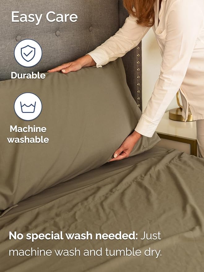 Extra Deep Full Sheet Set - 6 Piece Breathable and Cooling Sheets - Hotel Luxury Bed Sheets Set - Easy & Secure Fit - Soft, Wrinkle Free and Comfy Sheets Set - Khaki Sheet Set with Extra Deep Pockets