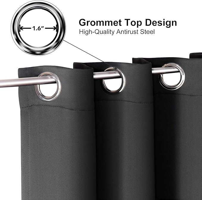 ChrisDowa Small Window Curtains for Kitchen and Bedroom - Grommet Short Thermal Insulated Room Darkening Curtains (2 Panels, Dark Grey, 36 x 24 Inch)