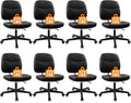 CLATINA Armless Home Office Chair, Small PU Leather Ergonomic Low Back Desk Chair with Lumbar Support and Wheels, Adjustable Height 360° Swivel Rolling Computer Task Chair, Black, 8 Pack