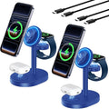 2026 3 in 1 Wireless Charging Station for Apple MagSafe Charger, 15W Fast Magnetic Mag-Safe Charger Stand for iPhone 17 16 15 14 13 12 iWatch AirPods 2 Pack (Adaptor Not Included)