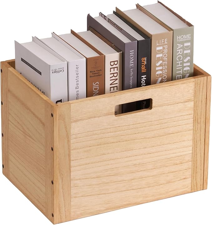 KIRIGEN Stackable Wood Storage Cube /Basket/ Bins Organizer for Home Books Clothes Toy Modular Open Cubby Storage System - Office Cubical Bookcase Closet Shelves C26-NA