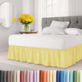 Wrap Around Dust Ruffle Bed Skirt - Yellow - for King Size Beds with 18 Inch Drop - Easy Fit Elastic Strap - Adjustable Pleated Bedskirt w/Brushed Fabric - Wrinkle Free - for Women, Men, Kids & Teens