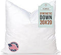 Pillowflex Synthetic Down Pillow Insert - 20x20 Down Alternative, Ultra Soft Large Square Throw Pillow, Couch Sham, Bed Sleeping - 1 Decorative Accent Form