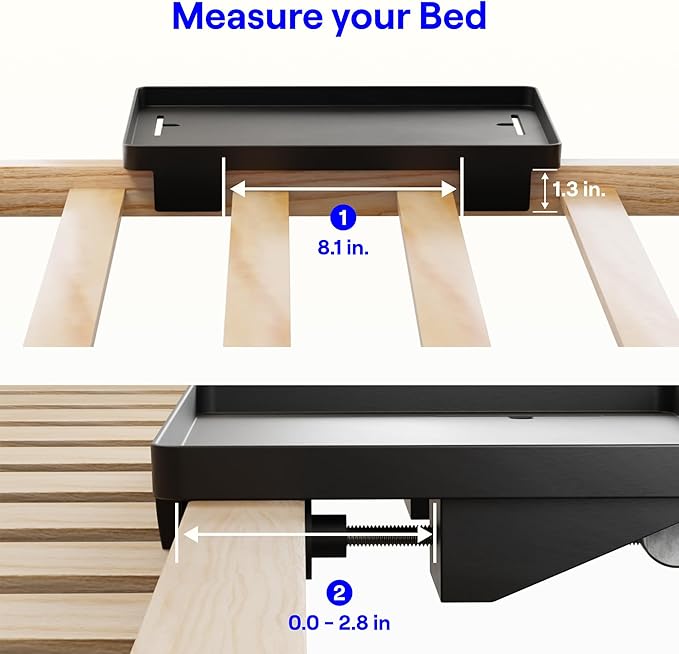 BedShelfie Bedside Shelf for Dorm Room Bunk Bed & Top Bunk, College Dorm Room Essentials, Bedside Caddy, Clip on Floating Desk Tray, Bed Side Table Storage, Loft Nightstand Decor - Cable Catch, Black