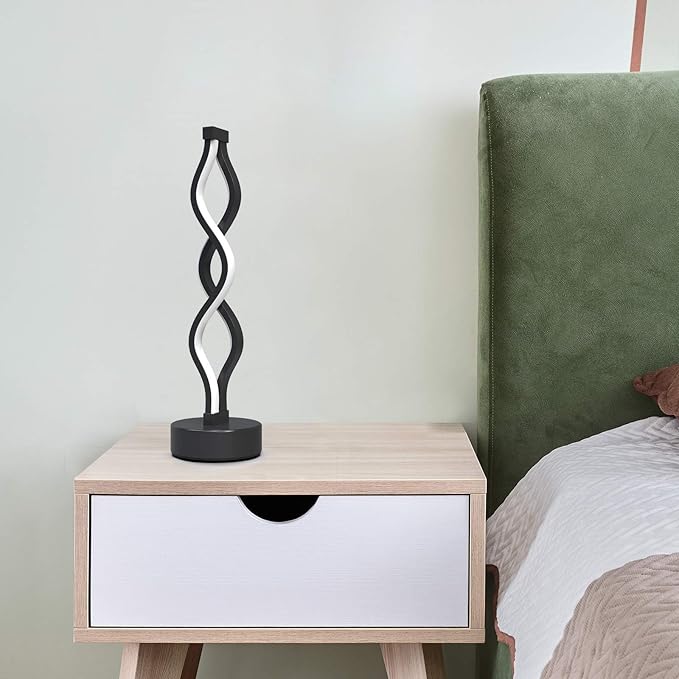 NUÜR Bedside Lamps Set of 2, Black Lamps for Living Room, Dimmable LED Nightstand Lamp, Small Nightstand Lamp for Bedroom, Home, Living Room, Office