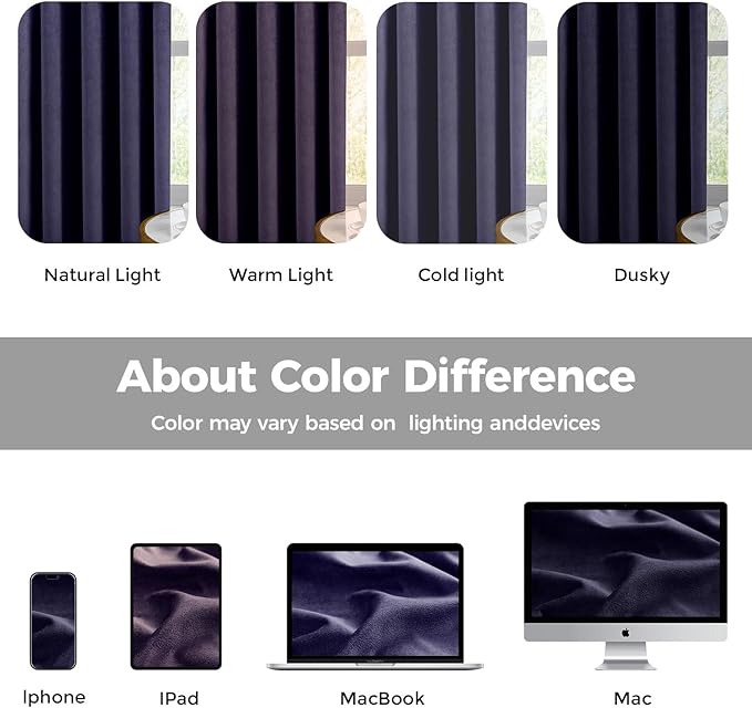Pinch Pleated 100% Blackout Curtains for Bedroom, Navy Blue Velvet Curtains for Living Room, Black Out Curtain 90 inch Long Room Darkening, Blackout Pinch Pleat Drapes with Hooks 2 Panels