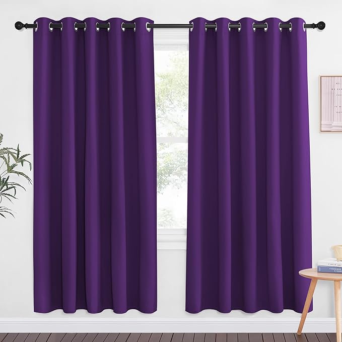 NICETOWN Royal Purple Blackout Curtains for Bedroom 72 Inches Long, Thermal Insulated Room Darkening Grommet Window Curtains for Living Room Nursery, 66 inch x 72 inche, 1 Panel