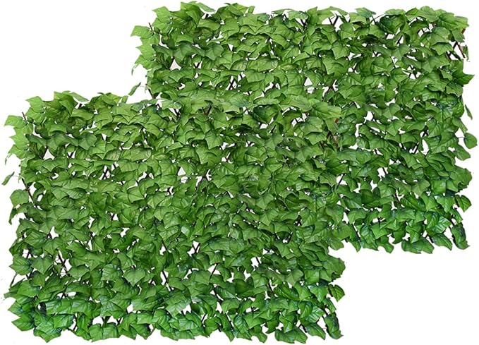 BYBAG Expandable Faux Ivy Fence Privacy Screen for Patio Outdoor Balcony Bedroom Decor,Artificial Light Green Leaves Wall Decoration Fencing Panel(Single Sided Leaves)