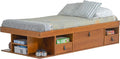 memomad Bali Storage Platform Bed with Drawers (Twin Size, Oak Brown Wood)