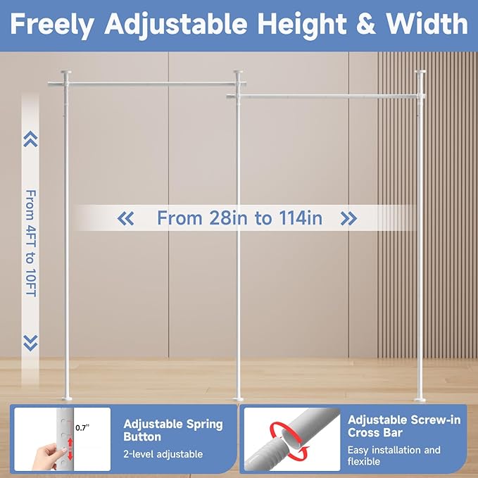 Room Divider Folding Privacy Screens with Wheels, 6FT Tall Divider for Room Separation, Movable Room Partitons and Dividers, Indoor Room Dividers Panel with Fabric (White, 1 Panel-114‘’)