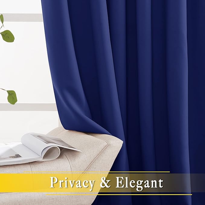 NICETOWN Sliding Glass Door Curtain Panel, Home Decoration Privacy & Noise Reducing Room Divider for Shared Apartment (Navy Blue, 80 inches x 84 inches)