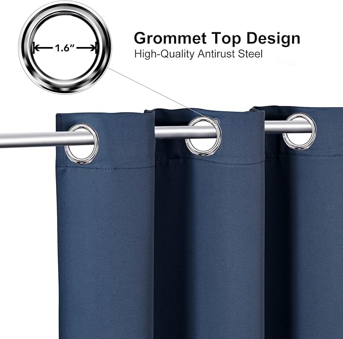 ChrisDowa Small Window Curtains for Kitchen and Bedroom - Grommet Short Thermal Insulated Room Darkening Curtains (2 Panels, Stone Blue, 36 x 24 Inch)