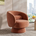 Swivel Accent Chair, Modern 360 Degree Swivel Barrel Chair with Arms & Curved Back and Lumbar Support Cushion, Comfy Round Single Sofa for Small Space, Living Room, Bedroom, Dark Rust Rayon