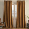 Joydeco Camel Brown Velvet Curtains 90 inch Length 2 Panels, Luxury Blackout Rod Pocket Thermal Insulated Window Curtains, Super Soft Room Darkening Drapes for Living Room Bedroom,W52 x L90 inches