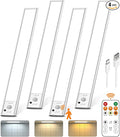 Under Cabinet Lights Wireless,Motion Sensor Light Indoor with Remote Control,2500mAh LED Rechargeable Battery Operated Closet Light,3 Color Temps,Under Counter Lights for Kitchen,Stairs,4 Pack