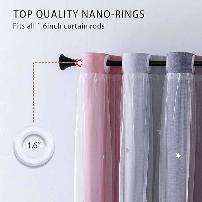 XiDi Dream Star Blackout Curtains for Kids Rooms Girl Princess Curtain for Daughter Bedroom Window (Pink Grey, W52 X L84)